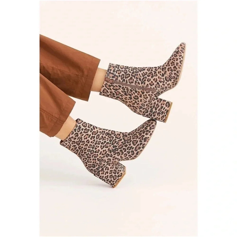 Free People Nicola Leopard Heeled Boots Size 38